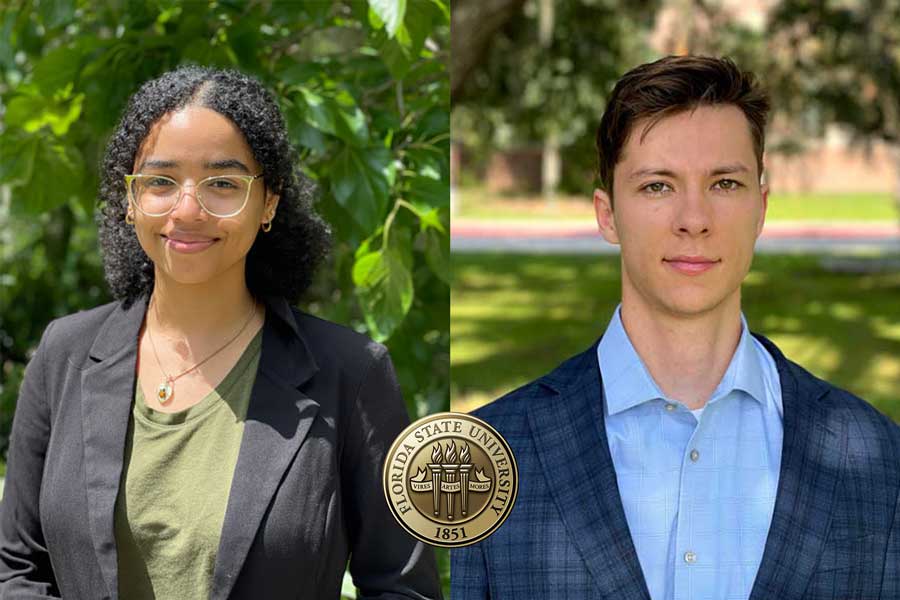Two Florida State University students who have earned Critical Language Scholarships (CLS)
